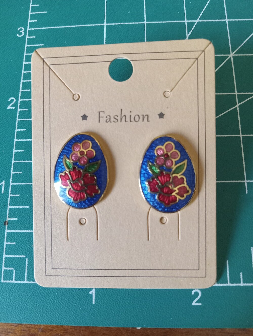 Blue Floral Cloisonne Earrings